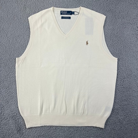 Polo Ralph Lauren Other - Polo Ralph Lauren Sweater Vest Men's XL Cream Pima Cotton V-Neck Pony Logo NWT